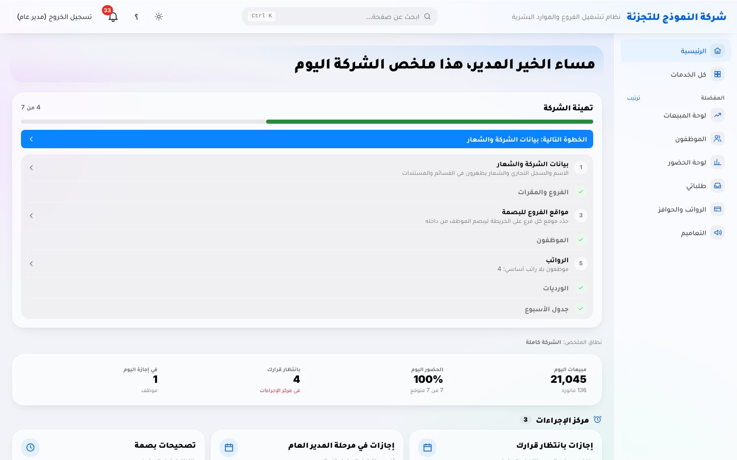 لوحة المنشأة في LuvanoOS